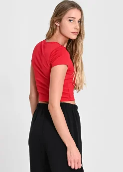 Top manga corta textura