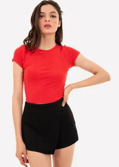 Top manga corta textura