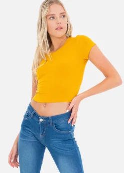 Top manga corta textura