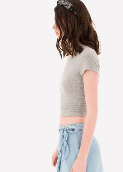 Top manga corta textura