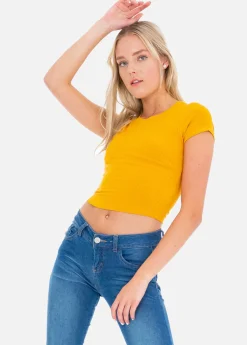 Top manga corta textura