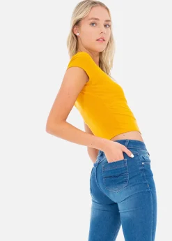 Top manga corta textura