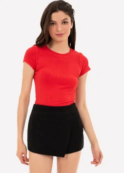 Top manga corta textura