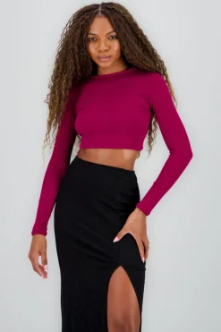 Top manga larga cuello alto