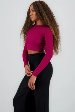 Top manga larga cuello alto