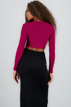 Top manga larga cuello alto