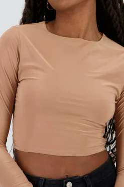 Top manga larga cuello redondo