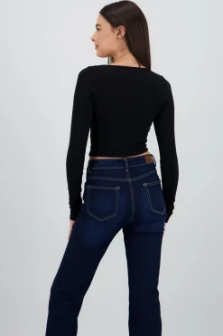 Top manga larga escote cuadrado