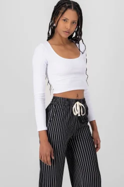 Top manga larga escote redondo