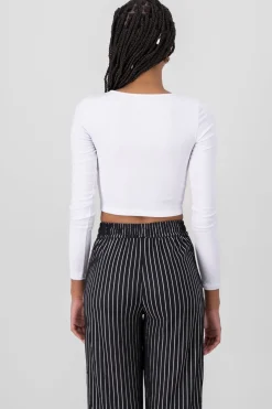 Top manga larga escote redondo