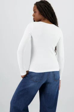 Top manga larga liso seamless