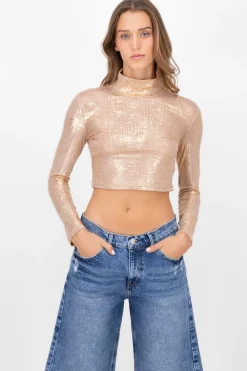 Top Manga Larga Mesh Foil