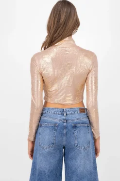 Top Manga Larga Mesh Foil