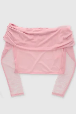 Top off shoulder de mesh liso