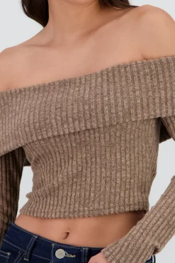 Top off shoulder liso tipo rib