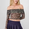 Top off shoulders animal print