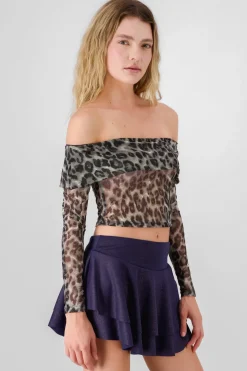 Top off shoulders animal print