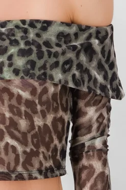 Top off shoulders animal print