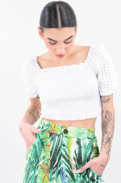 Top plisado elástico eyelet