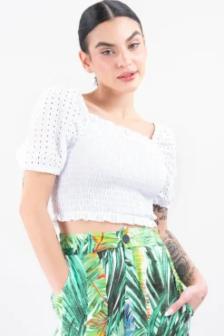 Top plisado elástico eyelet