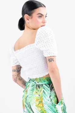 Top plisado elástico eyelet