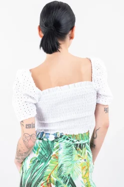 Top plisado elástico eyelet