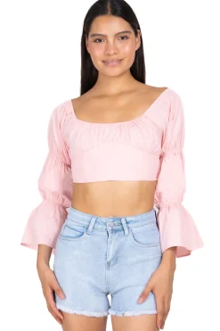 Top plisado manga elásticos