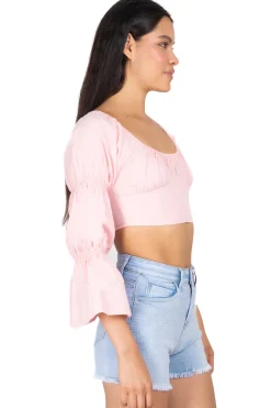 Top plisado manga elásticos