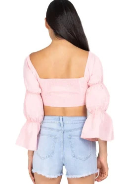 Top plisado manga elásticos