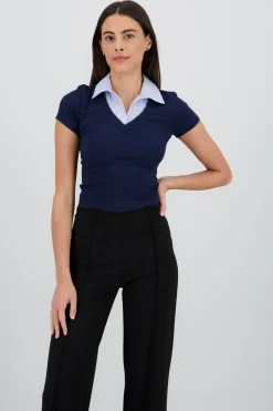 Top polo manga corta