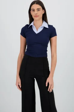 Top polo manga corta