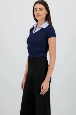 Top polo manga corta