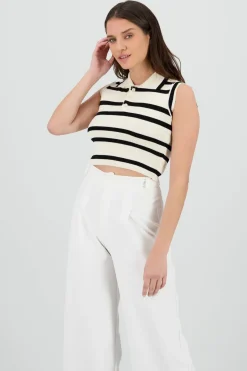 Top polo rayas tejido ligero