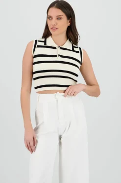 Top polo rayas tejido ligero