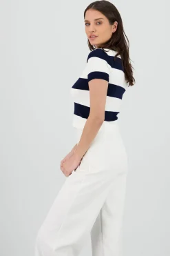 Top polo tejido ligero rayas