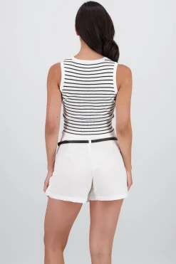 Top rayas con botones