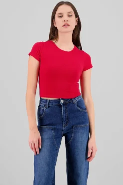 Top rib cuello redondo con manga orta