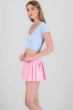 Top seamless de manga corta escotado