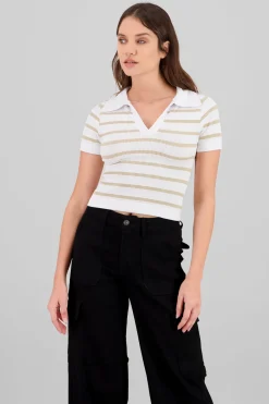 Top seamless rayas cuello polo