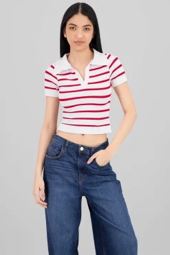 Top seamless rayas cuello polo