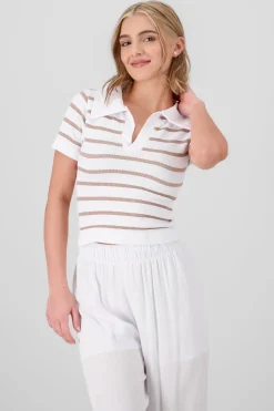 Top seamless rayas cuello polo