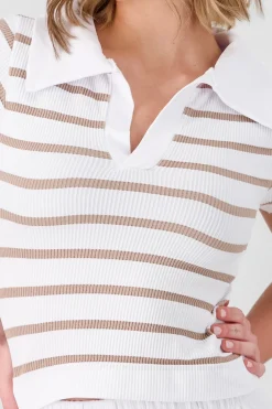 Top seamless rayas cuello polo