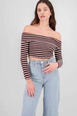 Top sin hombros rayas textura