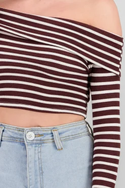 Top sin hombros rayas textura