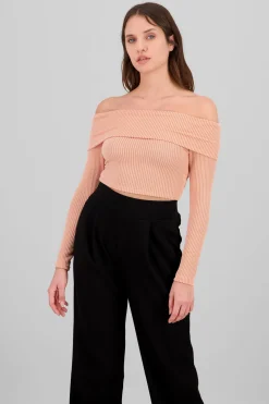 Top Sin Hombros Textura Rib