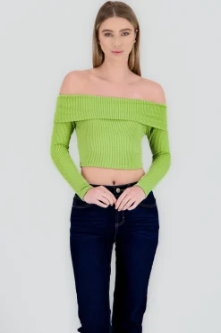 Top Sin Hombros Textura Rib