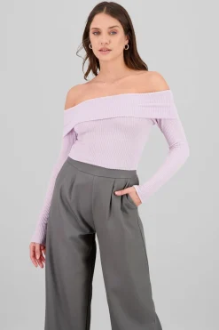 Top Sin Hombros Textura Rib