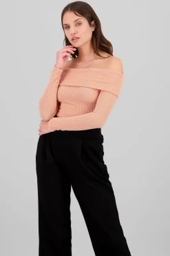 Top Sin Hombros Textura Rib