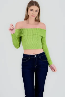 Top Sin Hombros Textura Rib