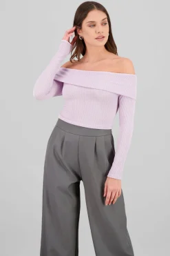 Top Sin Hombros Textura Rib